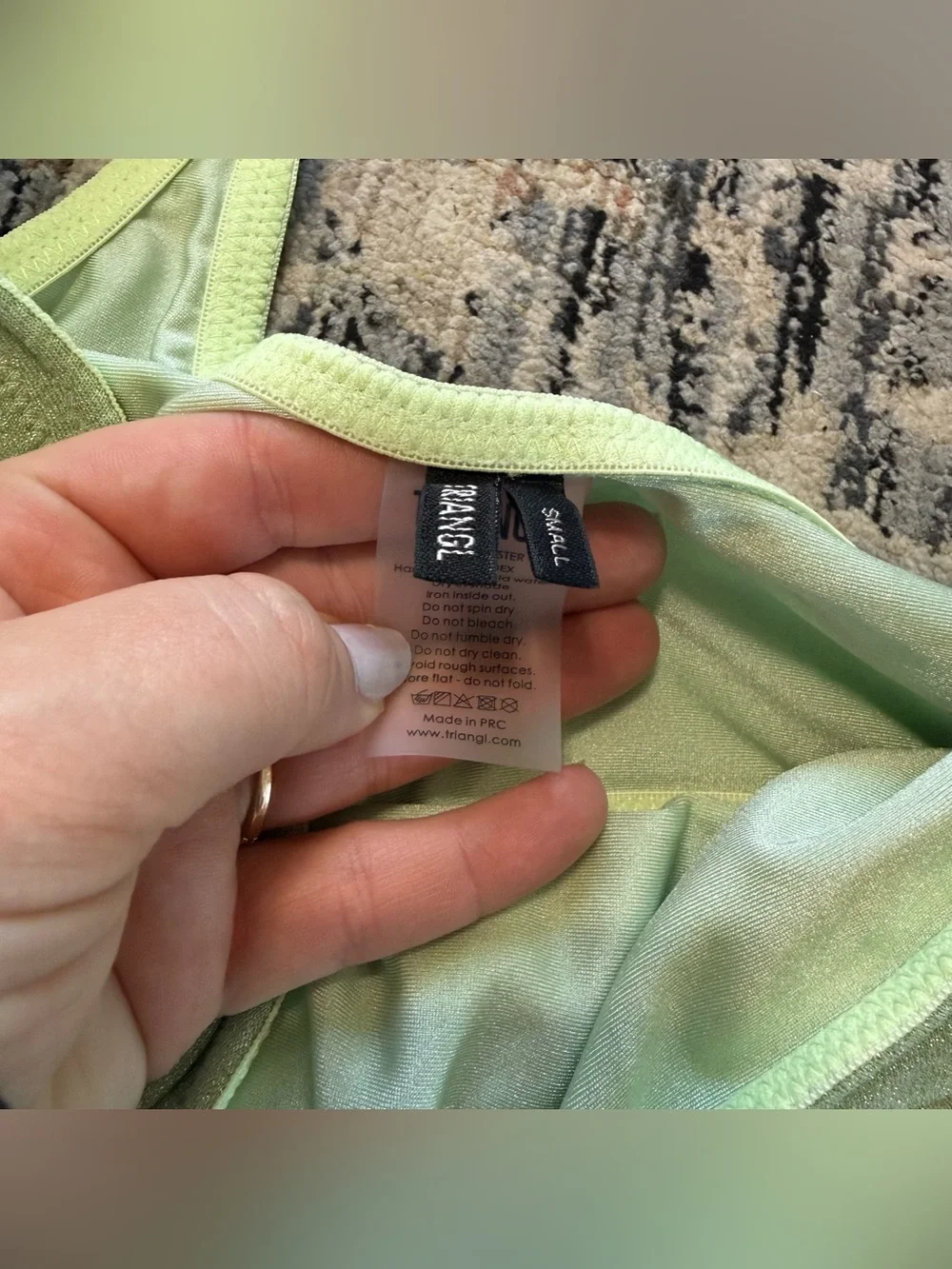 Triangl one shoulder swim suit Top Green shine Small